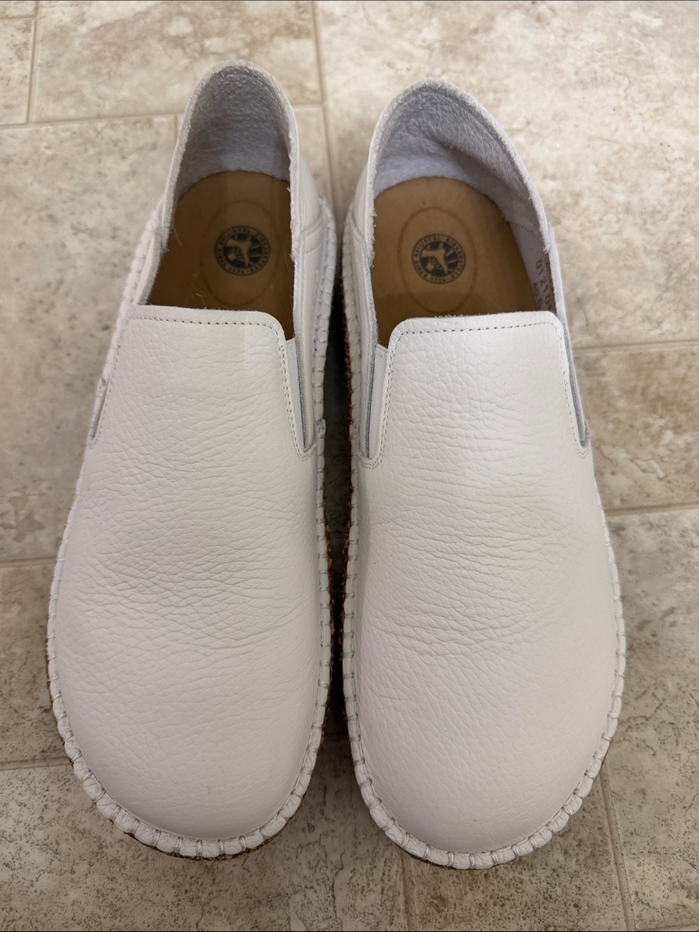 Birkenstock White Leather Slip-On Mules